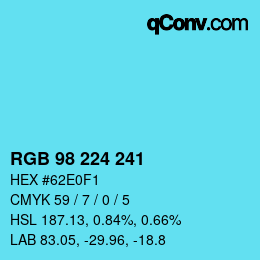 颜色代码: RGB 98 224 241 | qconv.com