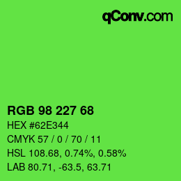 Color code: RGB 98 227 68 | qconv.com