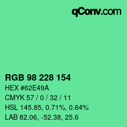 Color code: RGB 98 228 154 | qconv.com