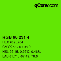颜色代码: RGB 98 231 4 | qconv.com