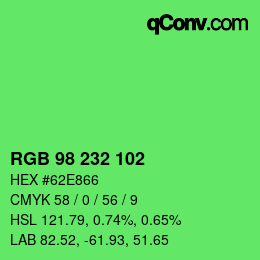 Color code: RGB 98 232 102 | qconv.com