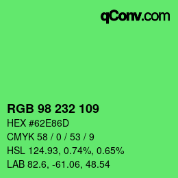Color code: RGB 98 232 109 | qconv.com
