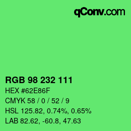 Color code: RGB 98 232 111 | qconv.com