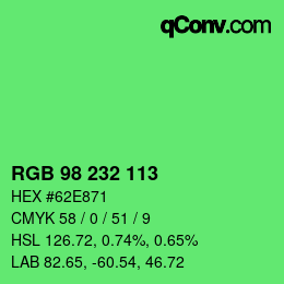 Color code: RGB 98 232 113 | qconv.com