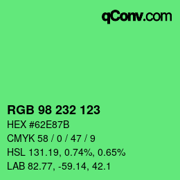 Color code: RGB 98 232 123 | qconv.com