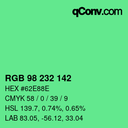 Color code: RGB 98 232 142 | qconv.com