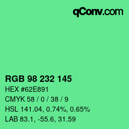 Color code: RGB 98 232 145 | qconv.com