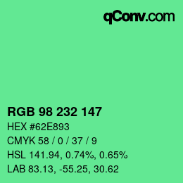 Color code: RGB 98 232 147 | qconv.com