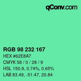 Color code: RGB 98 232 167 | qconv.com