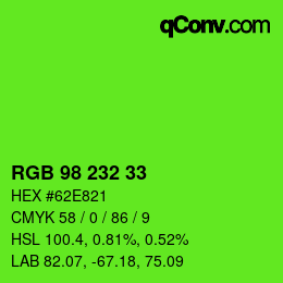 Color code: RGB 98 232 33 | qconv.com