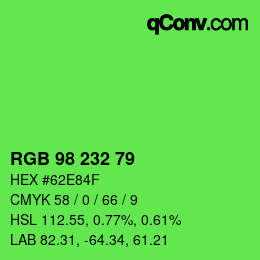 Color code: RGB 98 232 79 | qconv.com