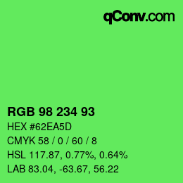 Color code: RGB 98 234 93 | qconv.com