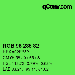 颜色代码: RGB 98 235 82 | qconv.com