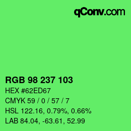 Color code: RGB 98 237 103 | qconv.com