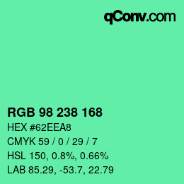 Color code: RGB 98 238 168 | qconv.com