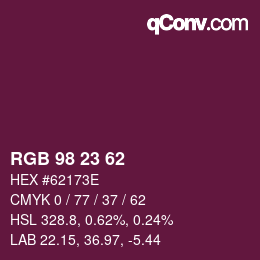 カラーコード: RGB 98 23 62 | qconv.com