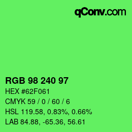 Color code: RGB 98 240 97 | qconv.com