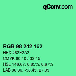 Color code: RGB 98 242 162 | qconv.com