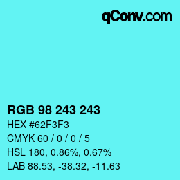 Color code: RGB 98 243 243 | qconv.com