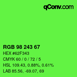 Color code: RGB 98 243 67 | qconv.com
