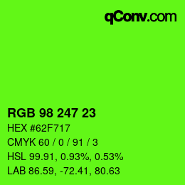 カラーコード: RGB 98 247 23 | qconv.com