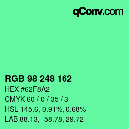 カラーコード: RGB 98 248 162 | qconv.com