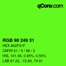 Color code: RGB 98 249 31 | qconv.com