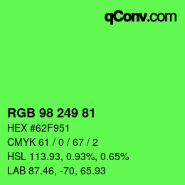 Color code: RGB 98 249 81 | qconv.com