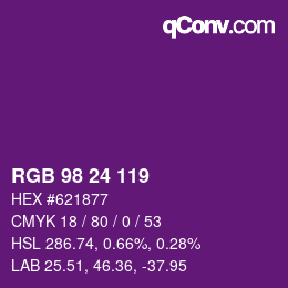 颜色代码: RGB 98 24 119 | qconv.com
