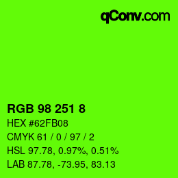 Color code: RGB 98 251 8 | qconv.com