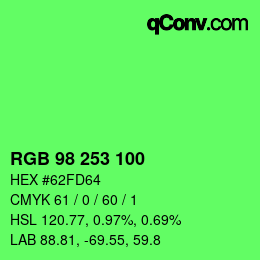 Color code: RGB 98 253 100 | qconv.com