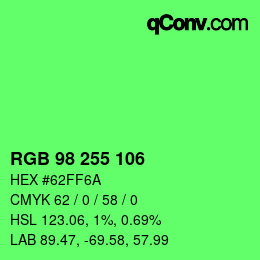 Color code: RGB 98 255 106 | qconv.com