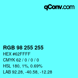Color code: RGB 98 255 255 | qconv.com