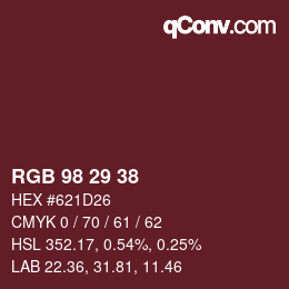 Color code: RGB 98 29 38 | qconv.com