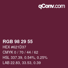 カラーコード: RGB 98 29 55 | qconv.com