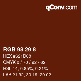 カラーコード: RGB 98 29 8 | qconv.com