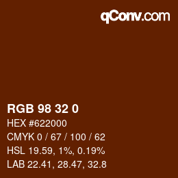 カラーコード: RGB 98 32 0 | qconv.com
