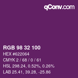 カラーコード: RGB 98 32 100 | qconv.com