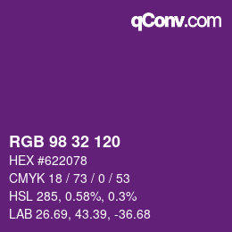 カラーコード: RGB 98 32 120 | qconv.com
