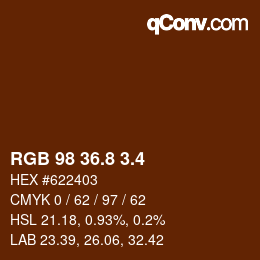 カラーコード: RGB 98 36.8 3.4 | qconv.com
