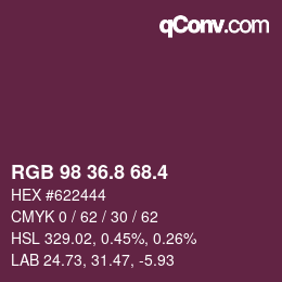 カラーコード: RGB 98 36.8 68.4 | qconv.com