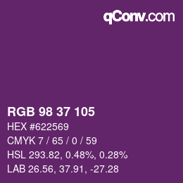 カラーコード: RGB 98 37 105 | qconv.com