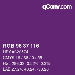 Código de color: RGB 98 37 116 | qconv.com