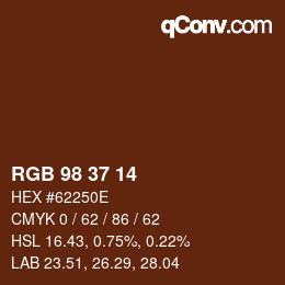 カラーコード: RGB 98 37 14 | qconv.com