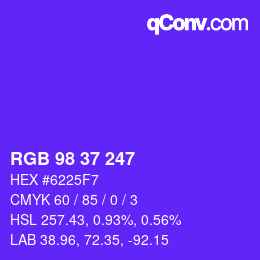 Color code: RGB 98 37 247 | qconv.com
