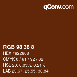 Color code: RGB 98 38 8 | qconv.com