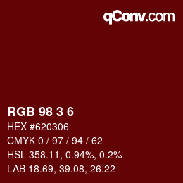 Color code: RGB 98 3 6 | qconv.com