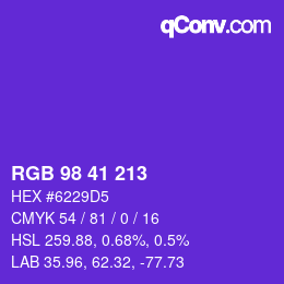 Color code: RGB 98 41 213 | qconv.com