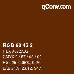 カラーコード: RGB 98 42 2 | qconv.com