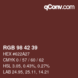 カラーコード: RGB 98 42 39 | qconv.com